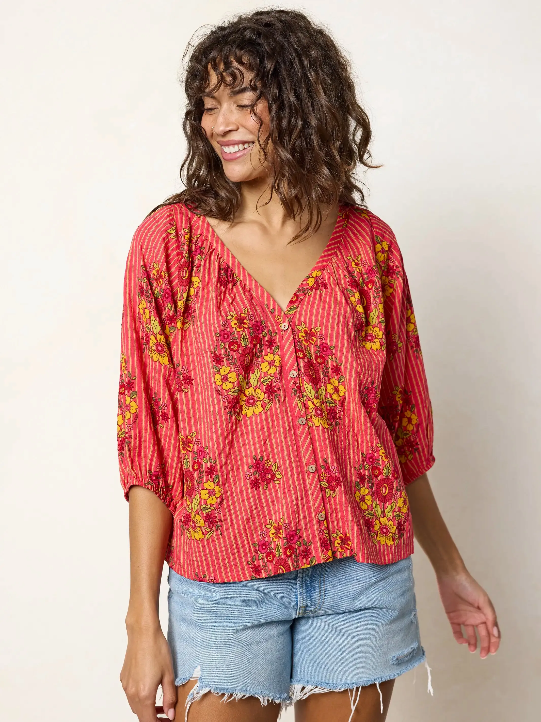 Abby Blouse - Jaipur Stripe Pink sold by NATURAL LIFE product image thumbnail 3