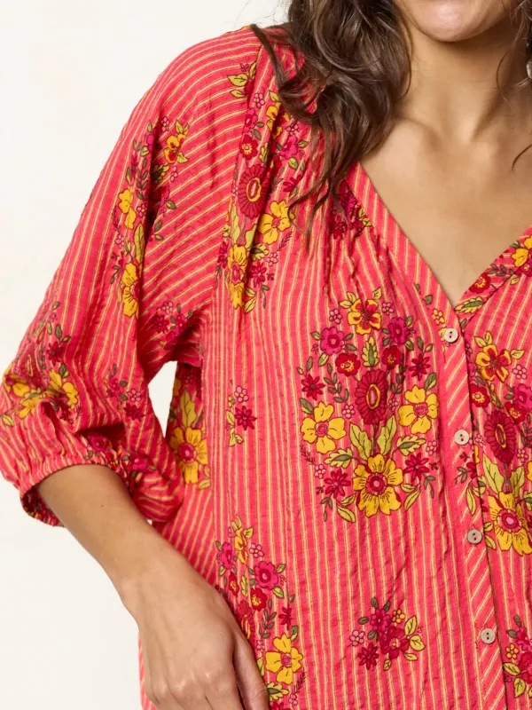 Abby Blouse - Jaipur Stripe Pink made by NATURAL LIFE