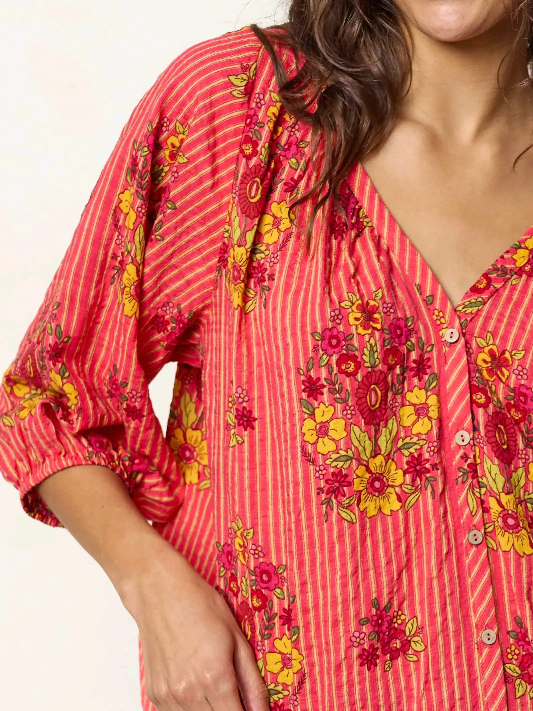 Abby Blouse - Jaipur Stripe Pink sold by NATURAL LIFE