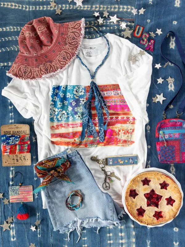 One Size Cotton Easy Tee - American Flag made by NATURAL LIFE