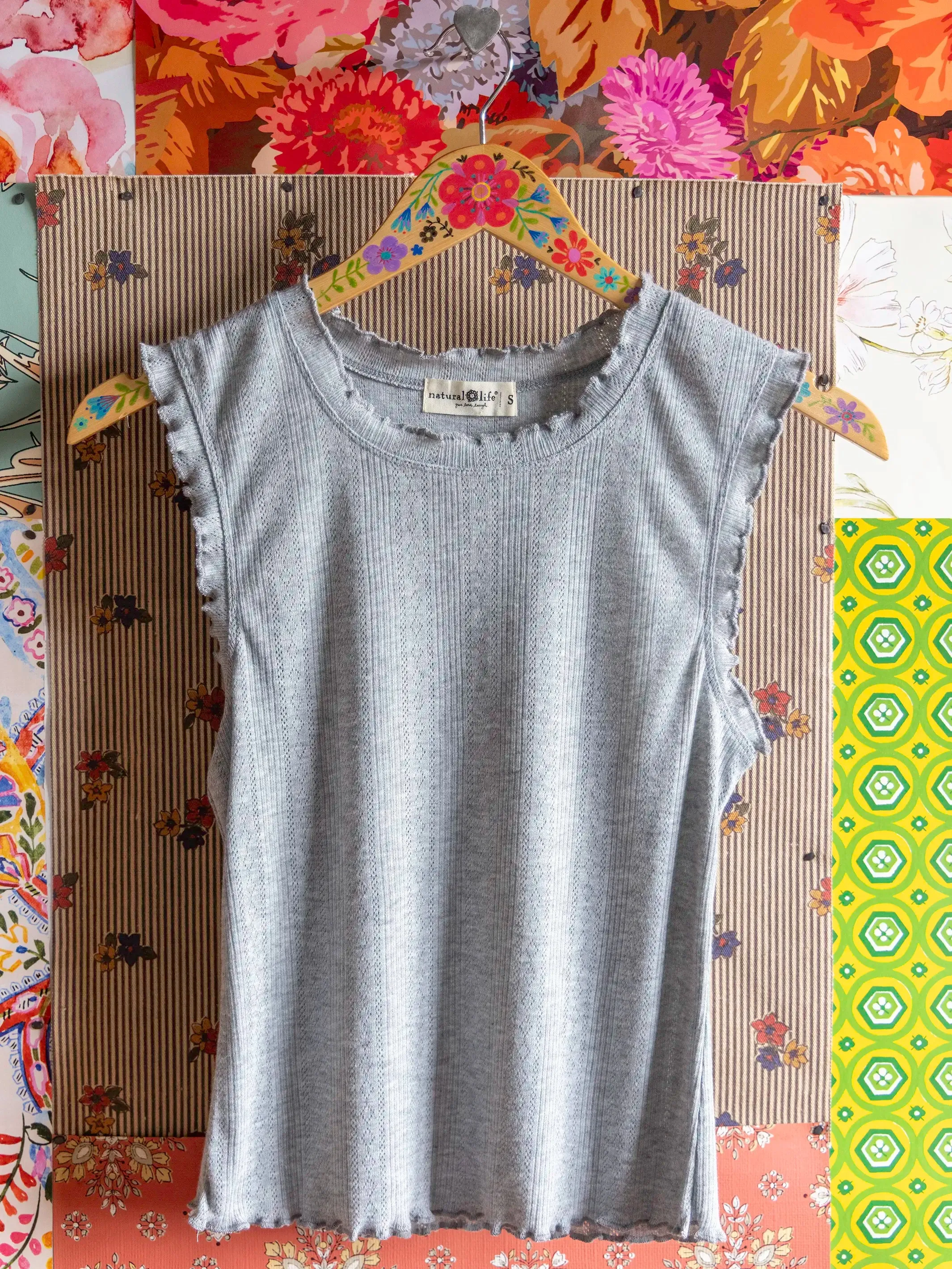 Janie Pointelle Tank - Heather Grey sold by NATURAL LIFE product image thumbnail 2