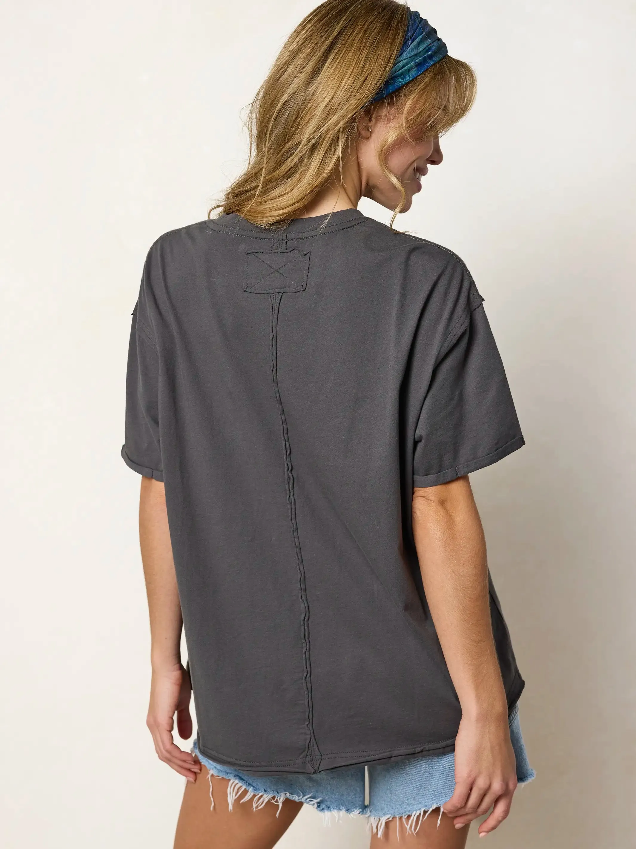Take It In Cotton Tee - Charcoal Folk Flower sold by NATURAL LIFE product image thumbnail 2