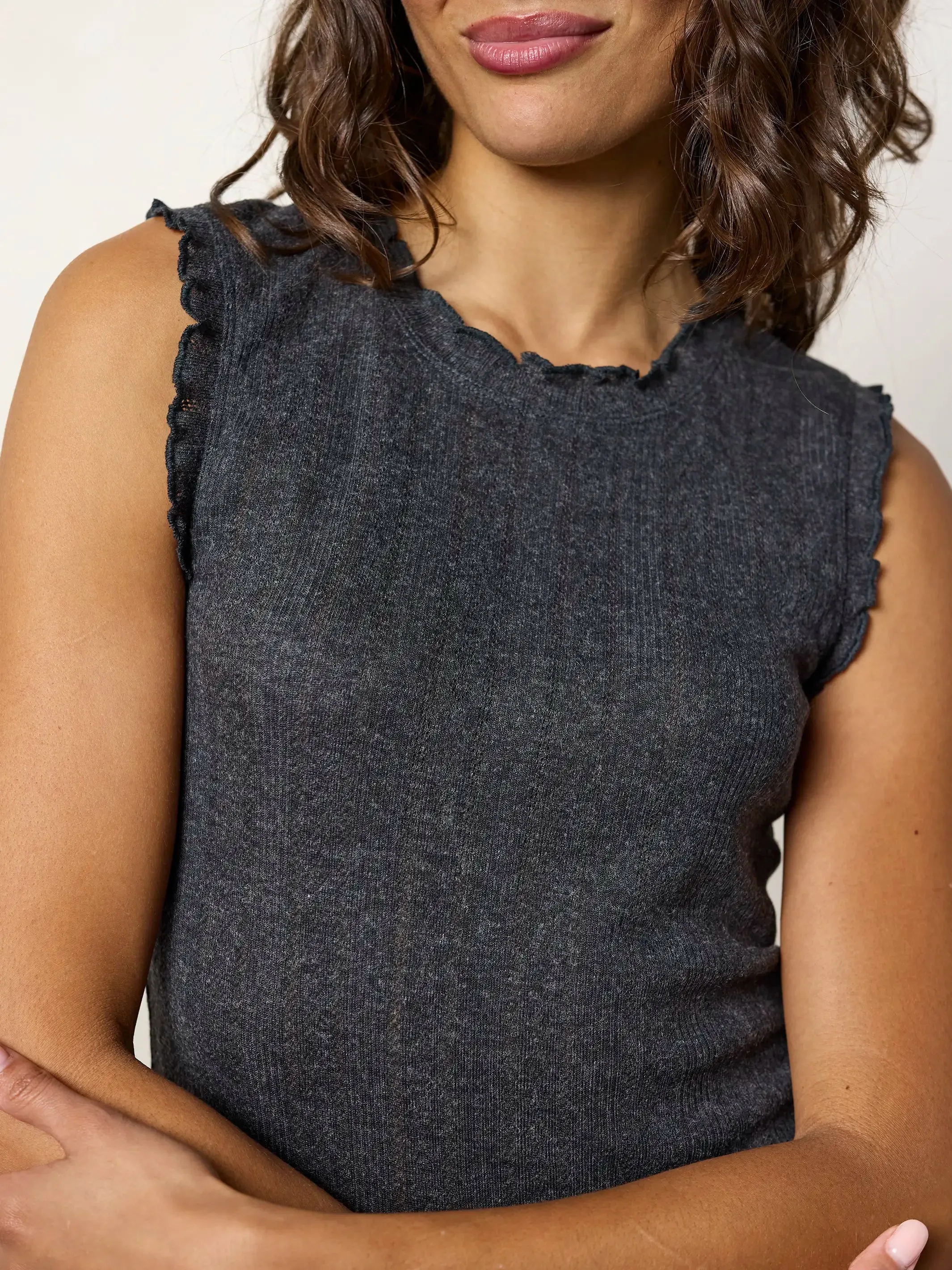 Janie Pointelle Tank - Charcoal sold by NATURAL LIFE product image thumbnail 4