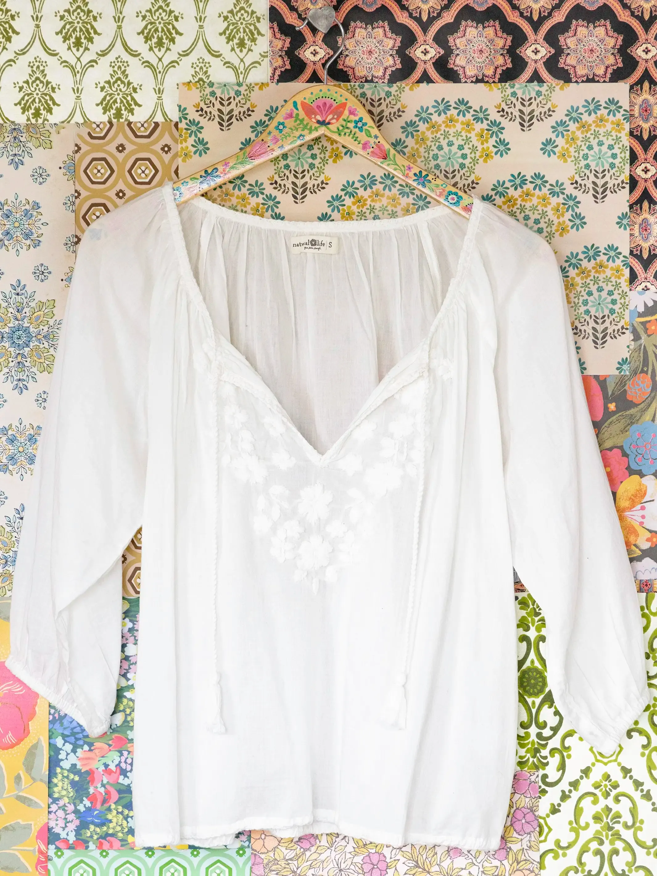 Christy Embroidered Cotton Blouse - Ivory sold by NATURAL LIFE product image thumbnail 3