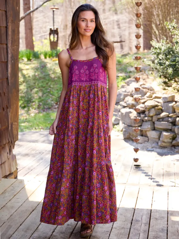 Maddie Maxi Dress - Lush Lilies Plum made by NATURAL LIFE