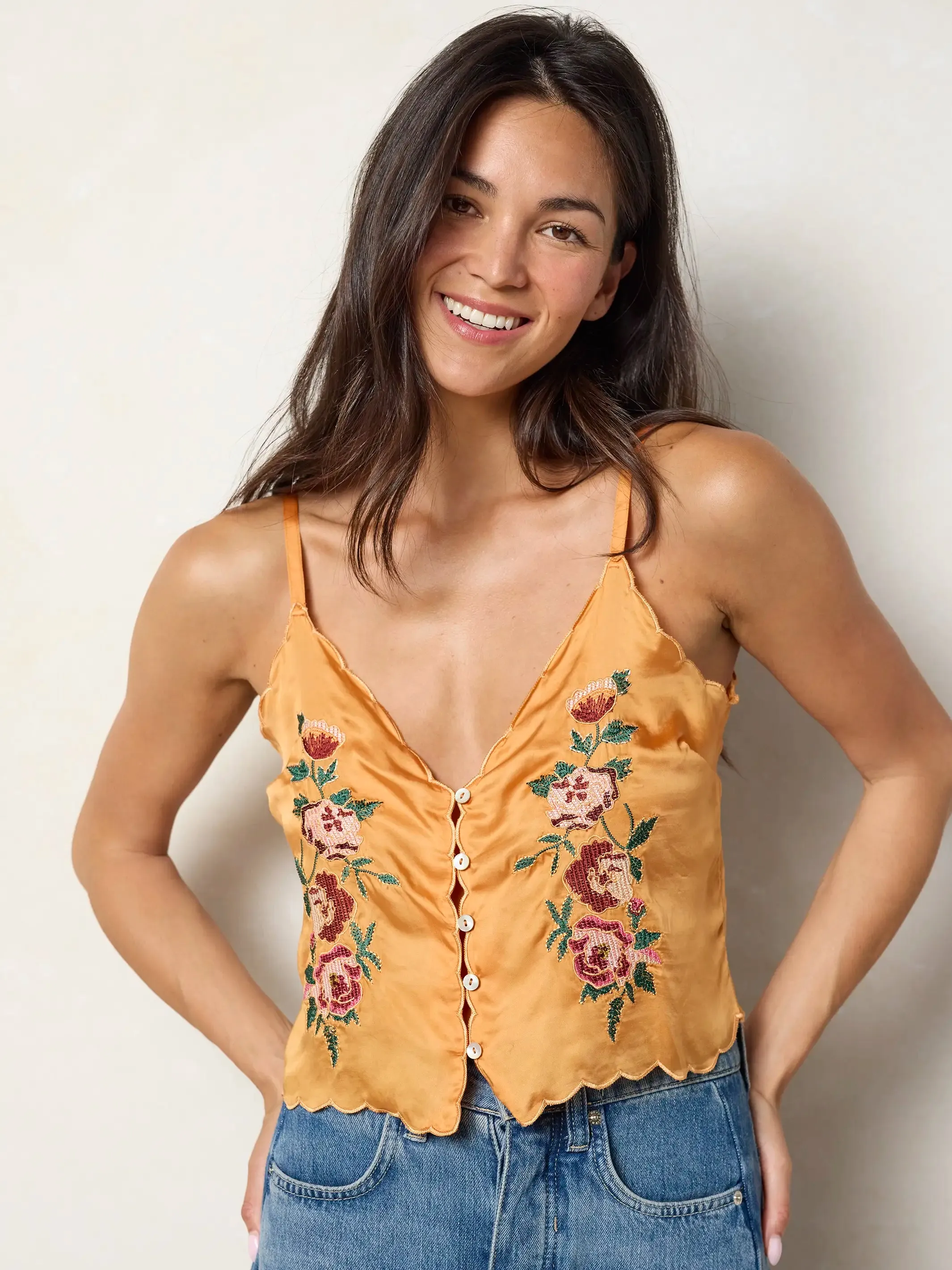 Lulu Embroidered Cami - Burnt Orange sold by NATURAL LIFE product image thumbnail 4