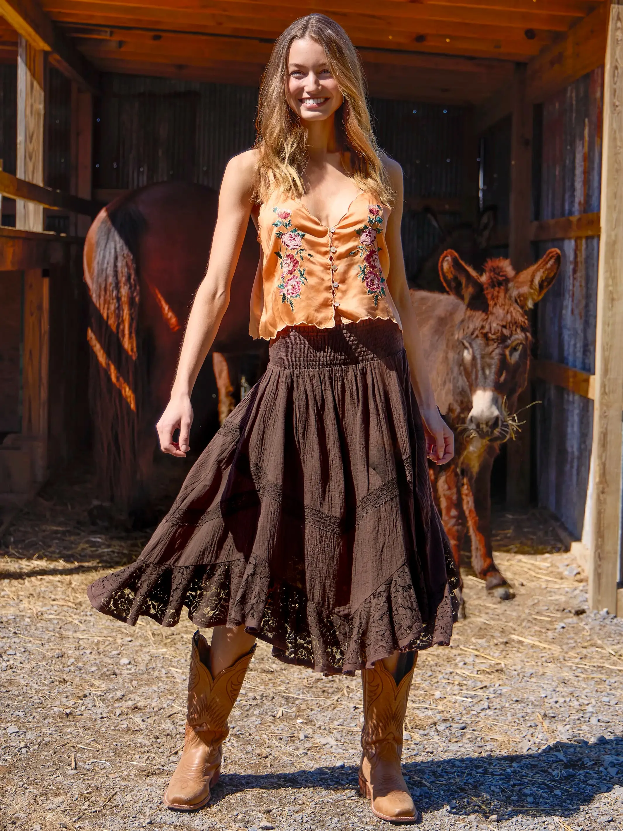 Lulu Embroidered Cami - Burnt Orange sold by NATURAL LIFE product image thumbnail 5