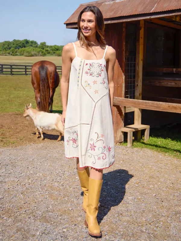 Loren Embroidered Midi Dress - Ivory made by NATURAL LIFE