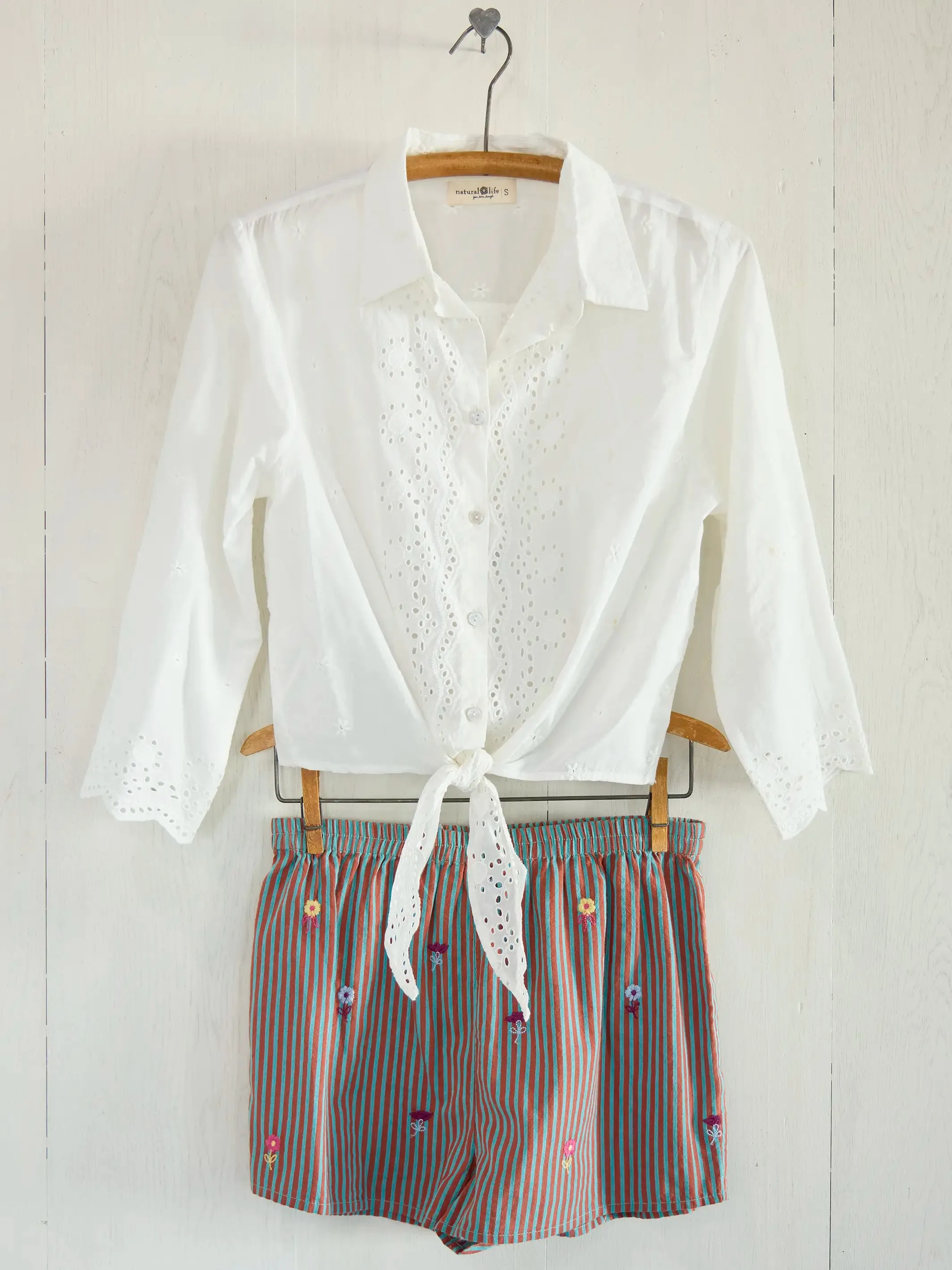 Lyla Cotton Eyelet Tie Top - White sold by NATURAL LIFE product image thumbnail 3