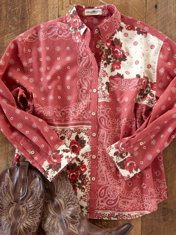 Lived In Button Down - Western Handkerchief Brick made by NATURAL LIFE