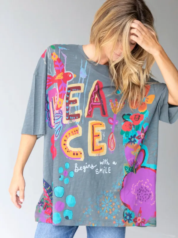 Life Is A Canvas Tee - Peace Charcoal sold by NATURAL LIFE