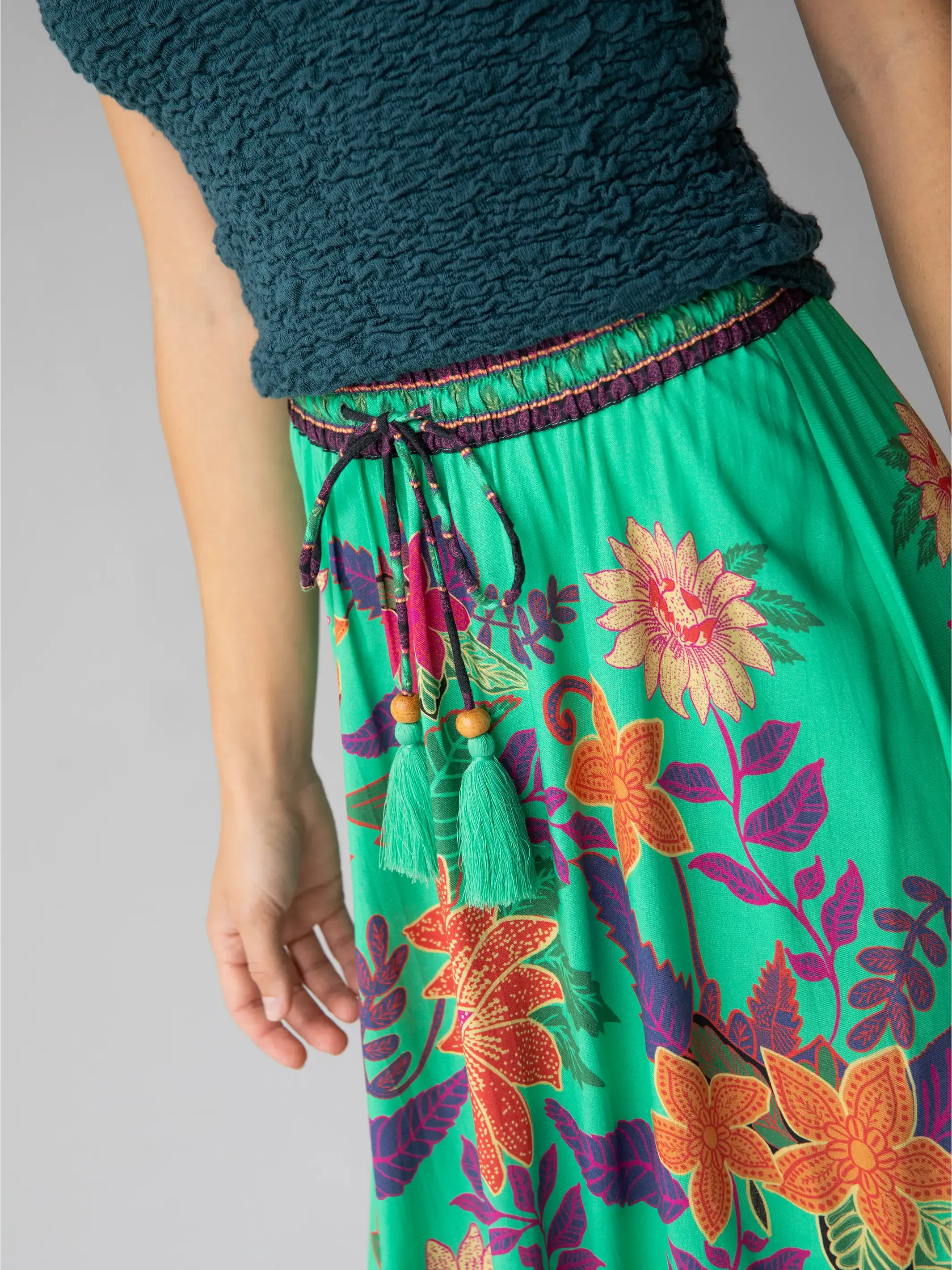 Milena Skirt - Green Bright Floral Border sold by NATURAL LIFE product image thumbnail 3