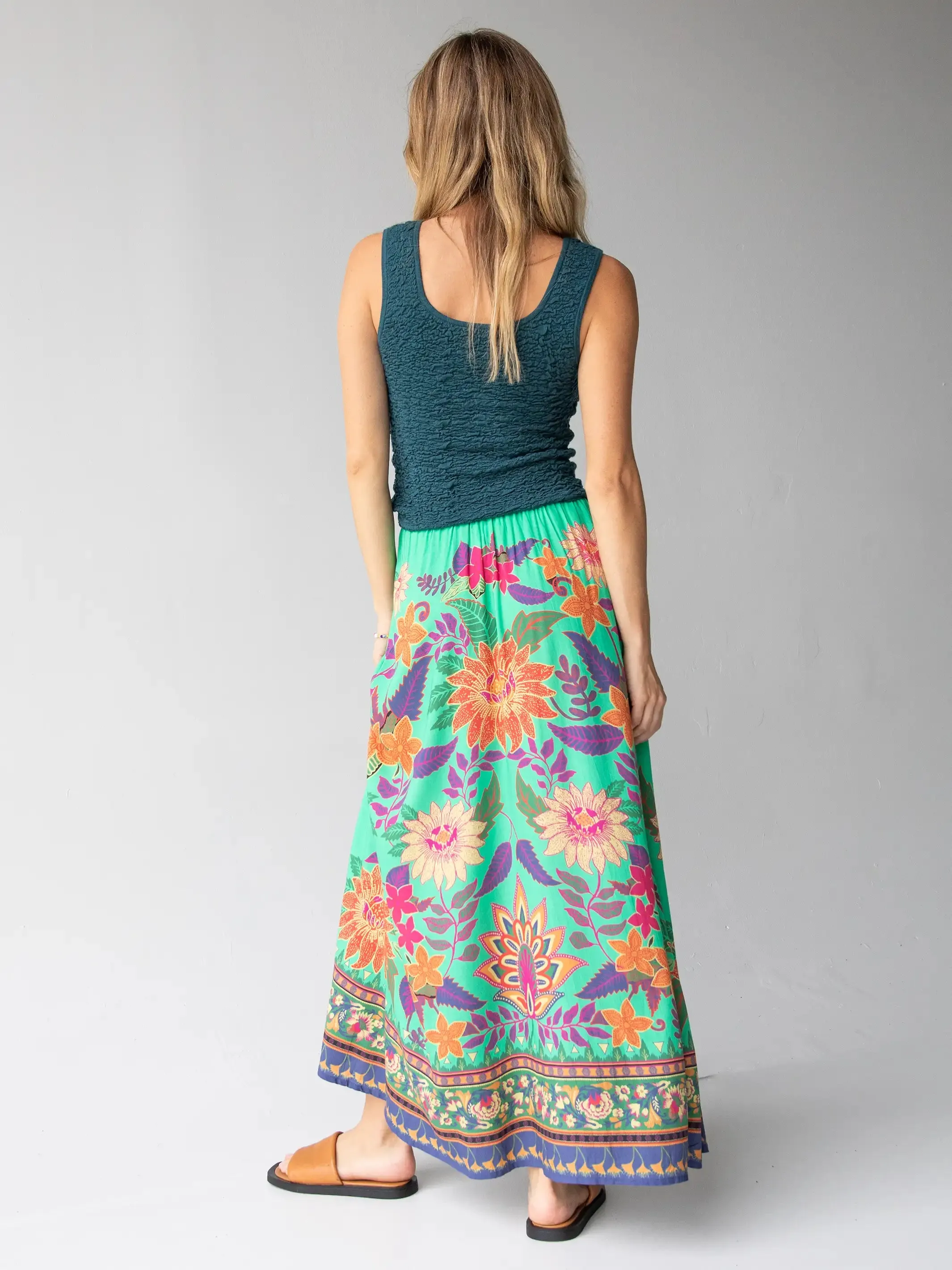 Milena Skirt - Green Bright Floral Border sold by NATURAL LIFE product image thumbnail 4