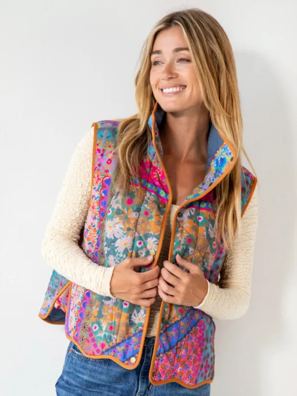 Quilted Puffer Vest - Patchwork sold by NATURAL LIFE