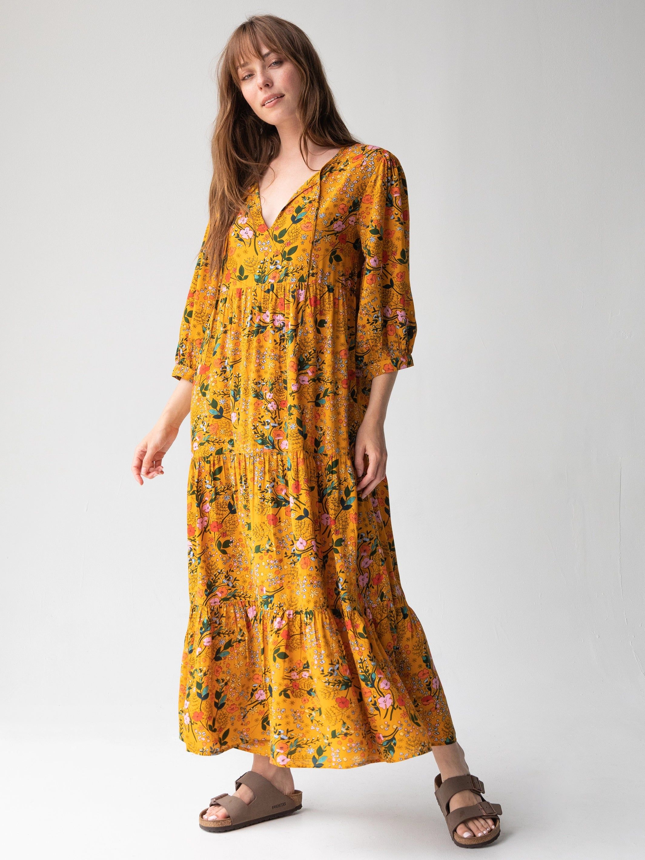 Nova Maxi Dress - Mustard Pink Poppy sold by NATURAL LIFE product image thumbnail 3