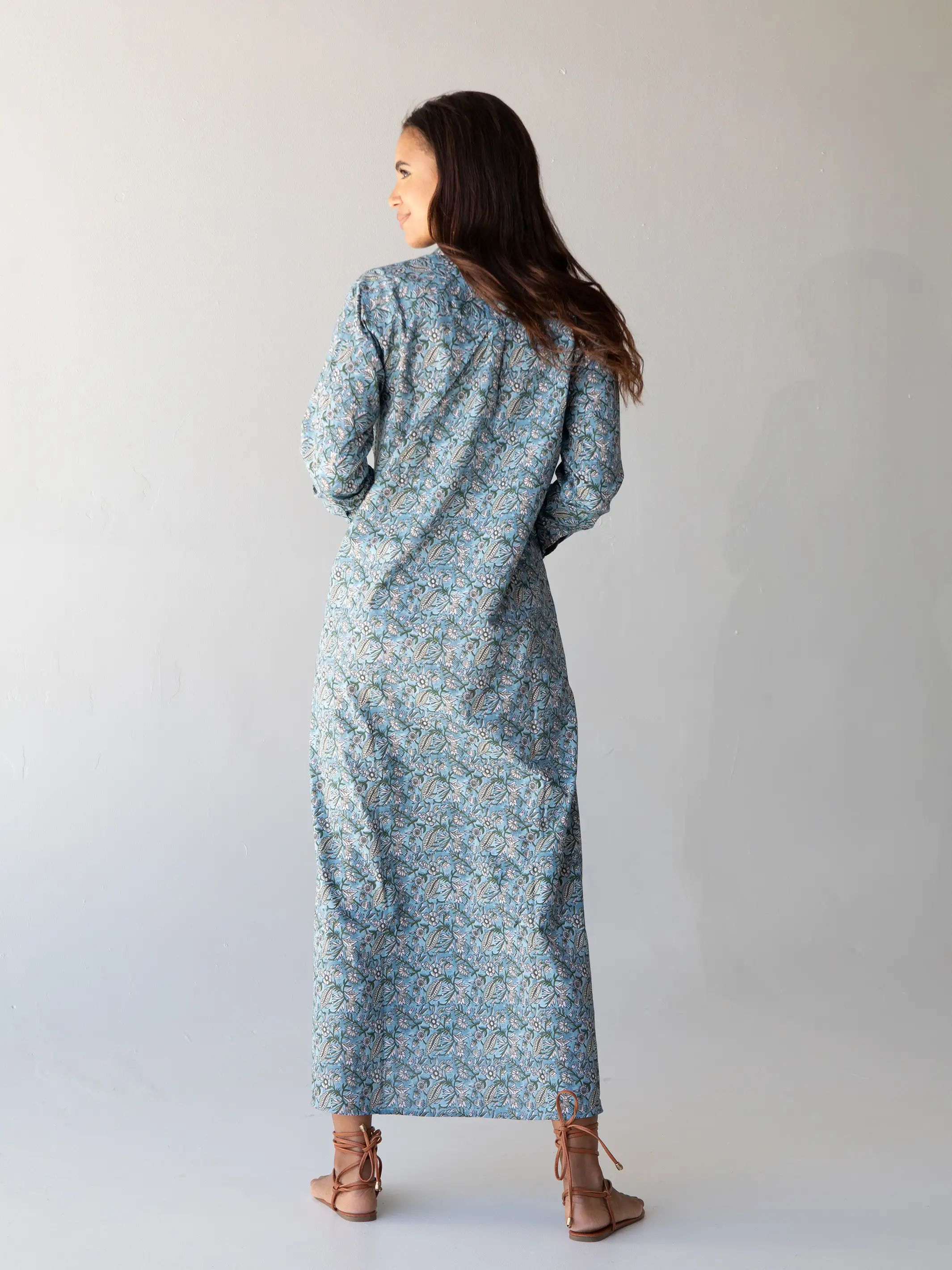 Drew Cotton Shirt Dress - Dusty Blue Floral sold by NATURAL LIFE product image thumbnail 4