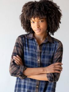Flannel Esme Shirt Dress - Navy Brown Plaid sold by NATURAL LIFE