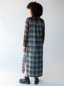 Flannel Esme Shirt Dress - Navy Brown Plaid sold by NATURAL LIFE