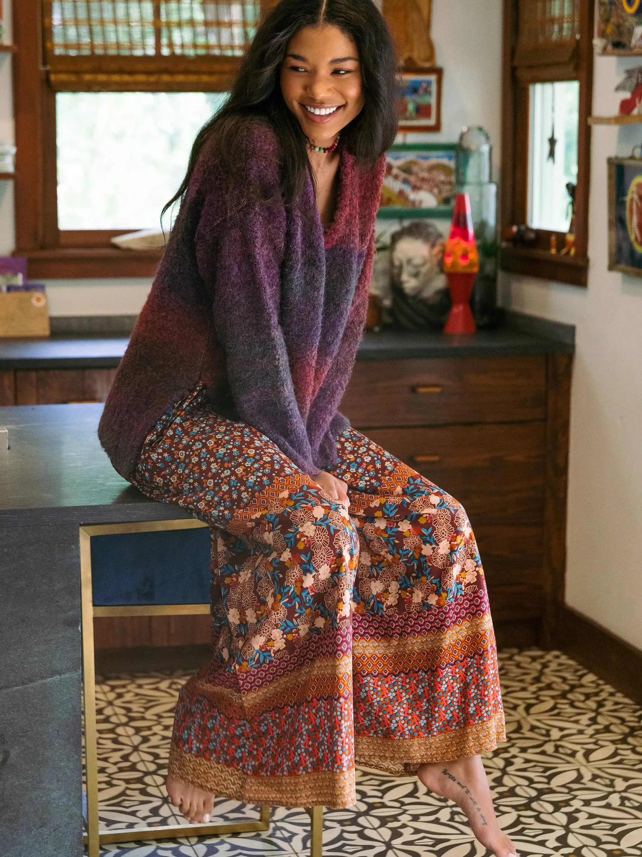 Let's Just Go Wide-Leg Jumpsuit - Tan Border Print sold by NATURAL LIFE product image thumbnail 3