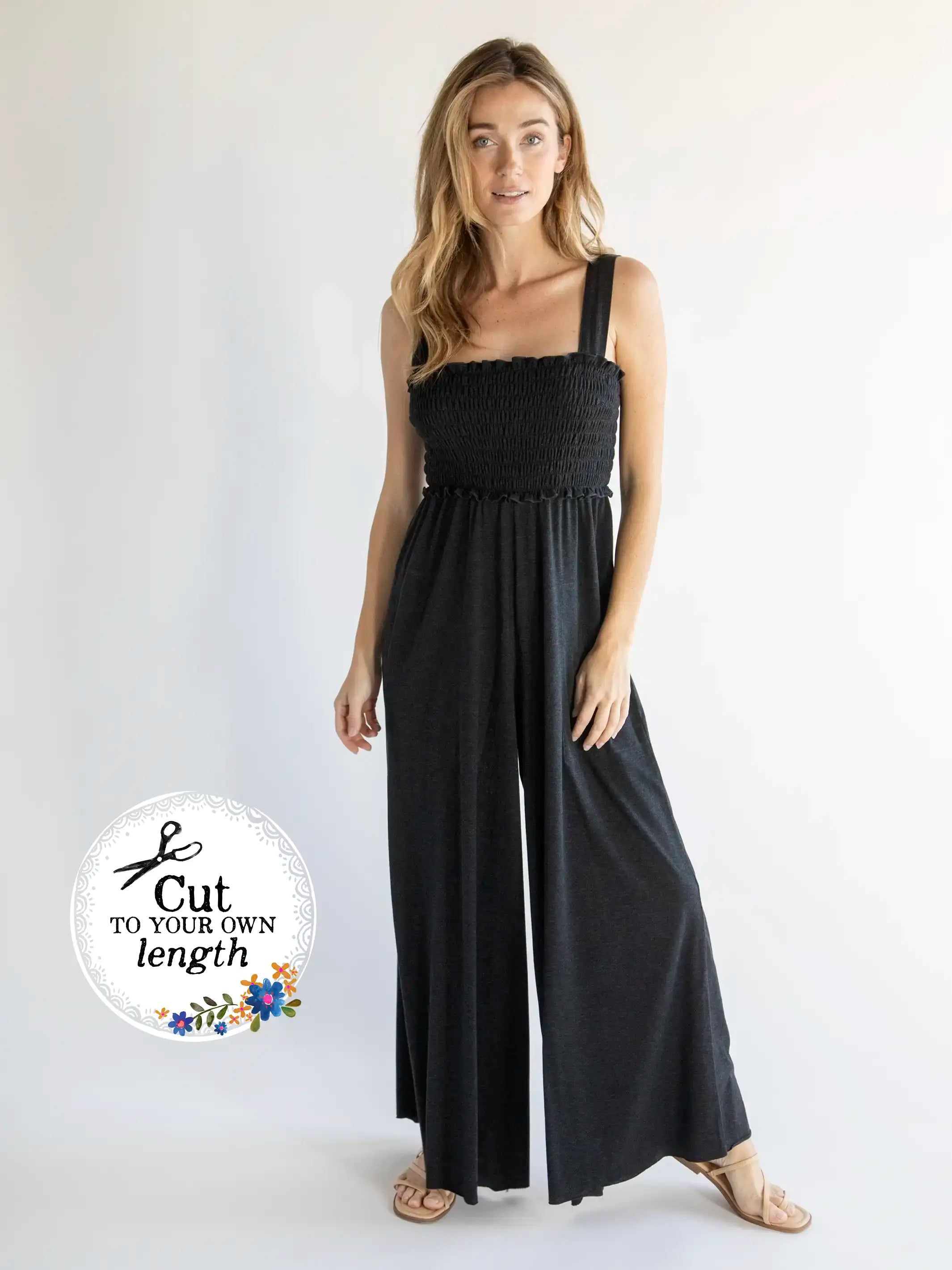 Brynn Wide-Leg Knit Jumpsuit - Charcoal sold by NATURAL LIFE