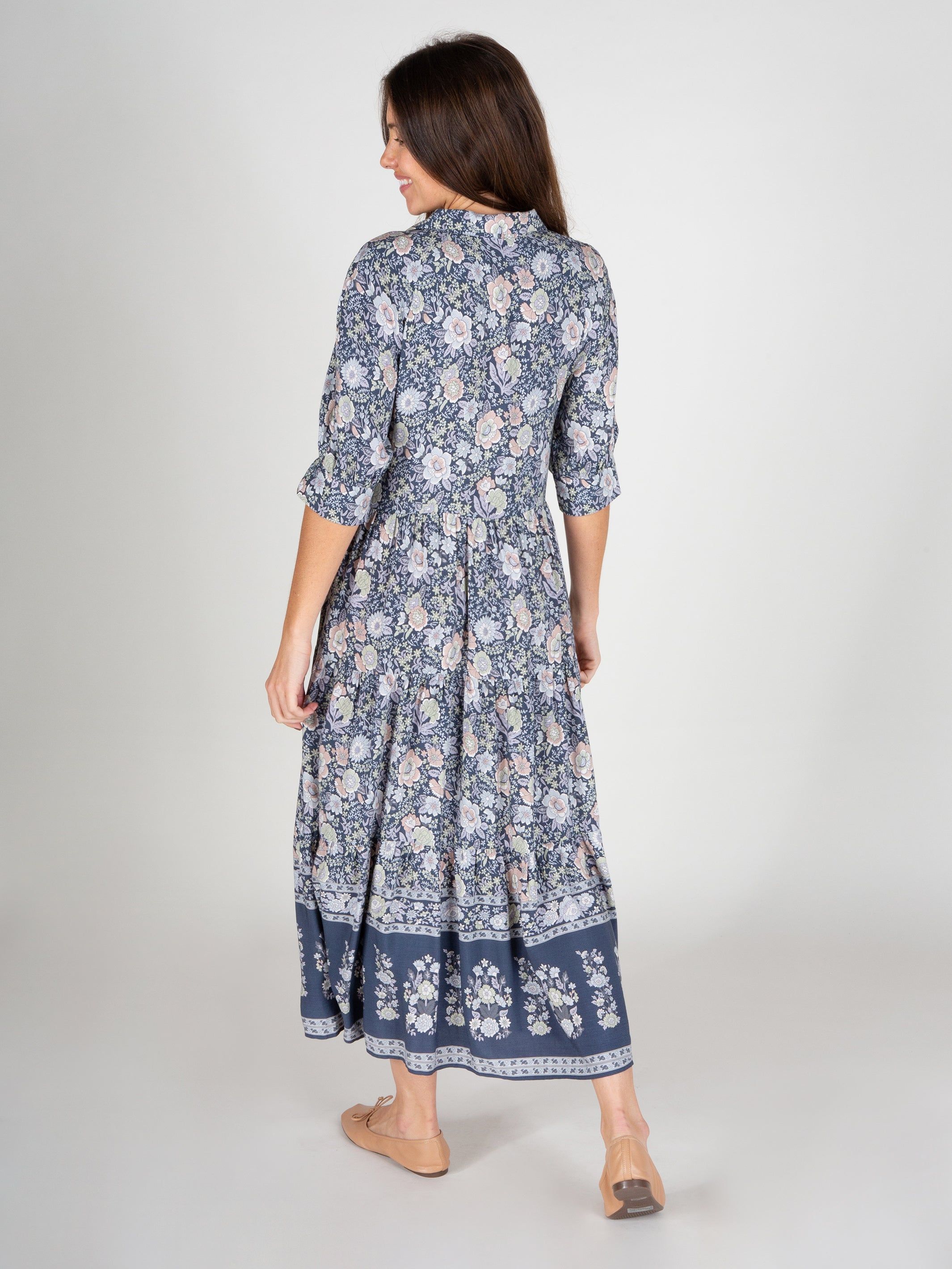 Rebecca Tiered Dress - Navy Grey Floral sold by NATURAL LIFE product image thumbnail 4