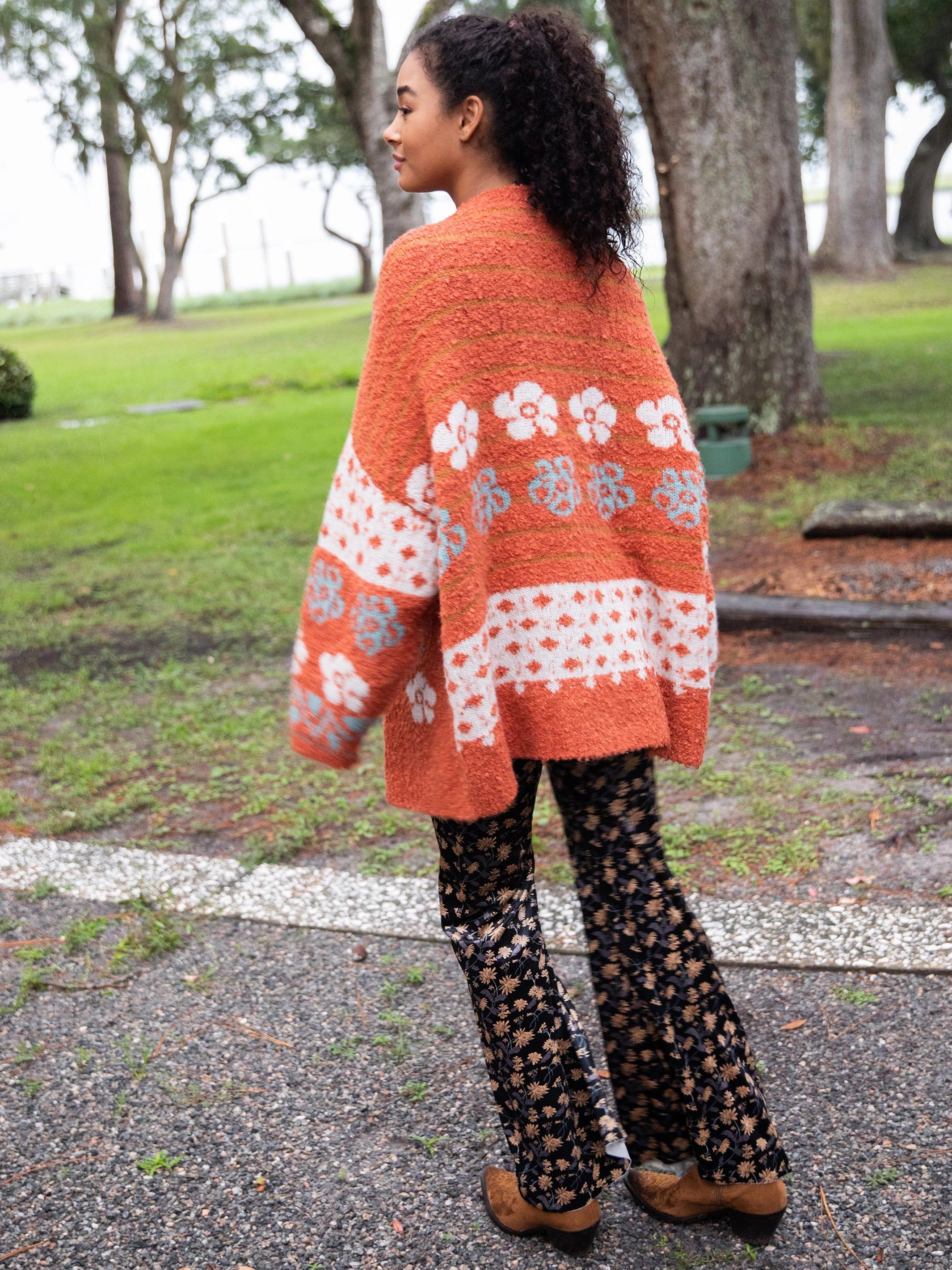 Calla Jacquard Cardigan - Rust sold by NATURAL LIFE