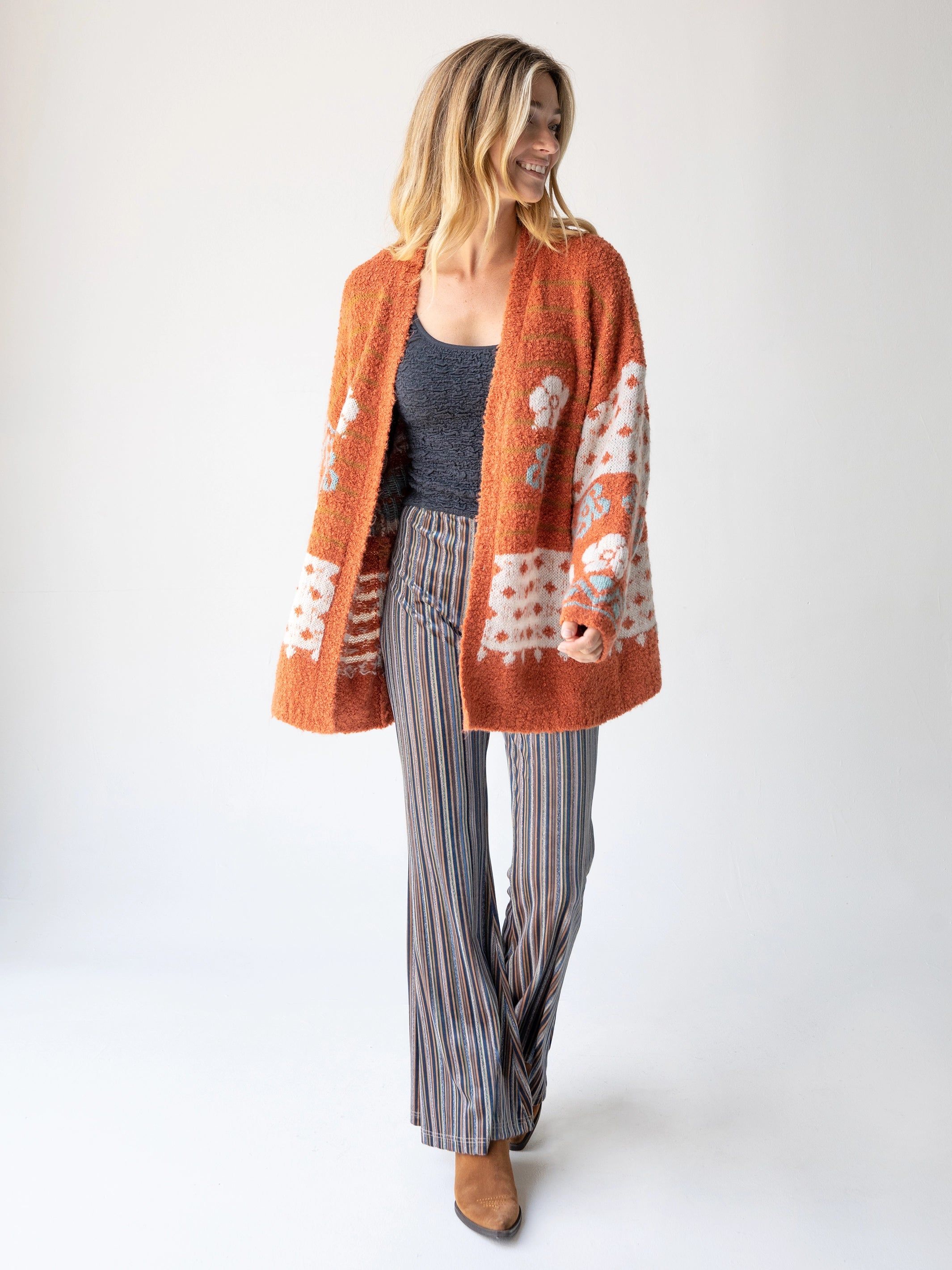 Calla Jacquard Cardigan Sweater - Rust sold by NATURAL LIFE product image thumbnail 4