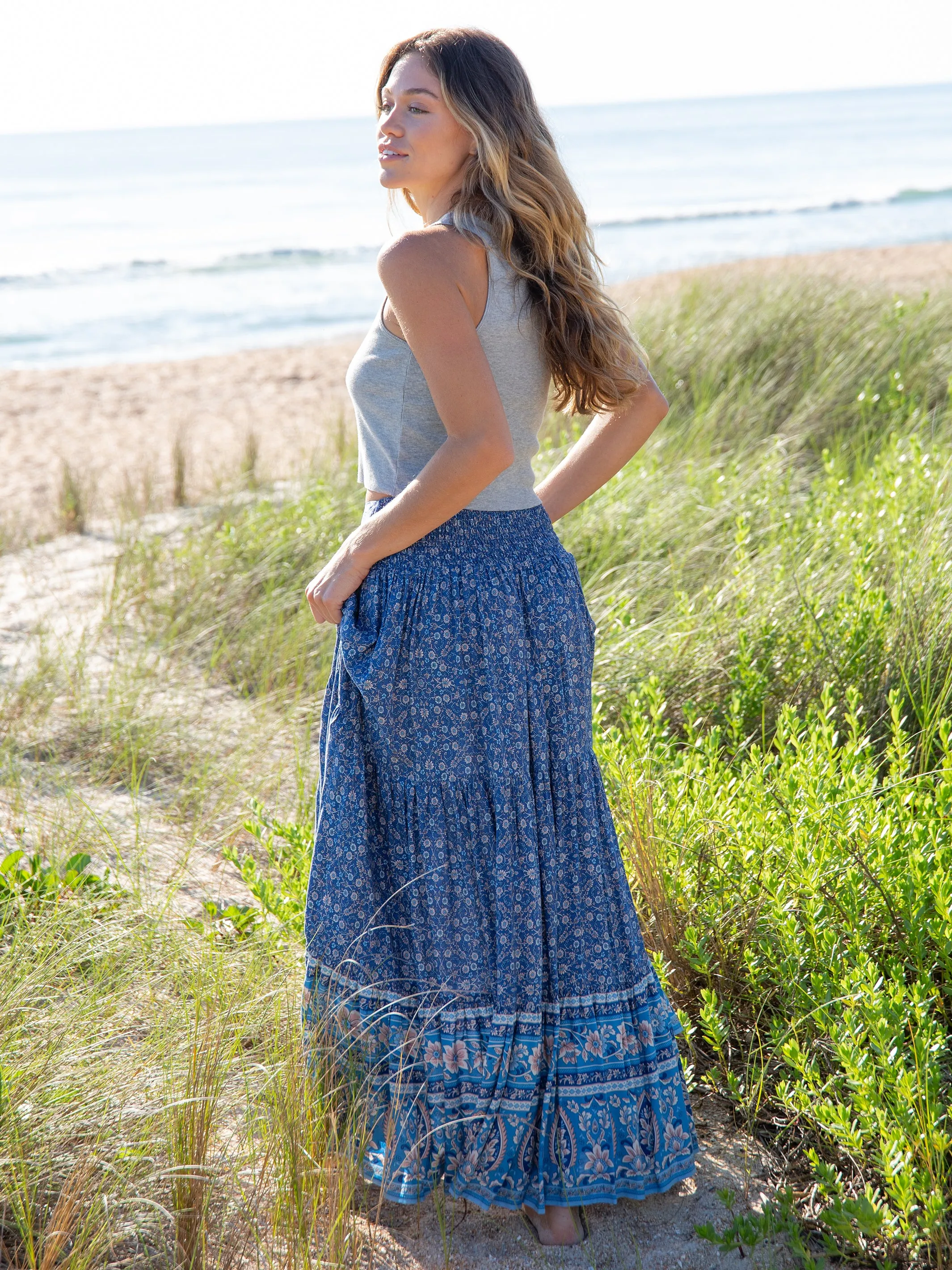 Hanna Convertible Maxi Skirt - Blue Floral Border sold by NATURAL LIFE product image thumbnail 3