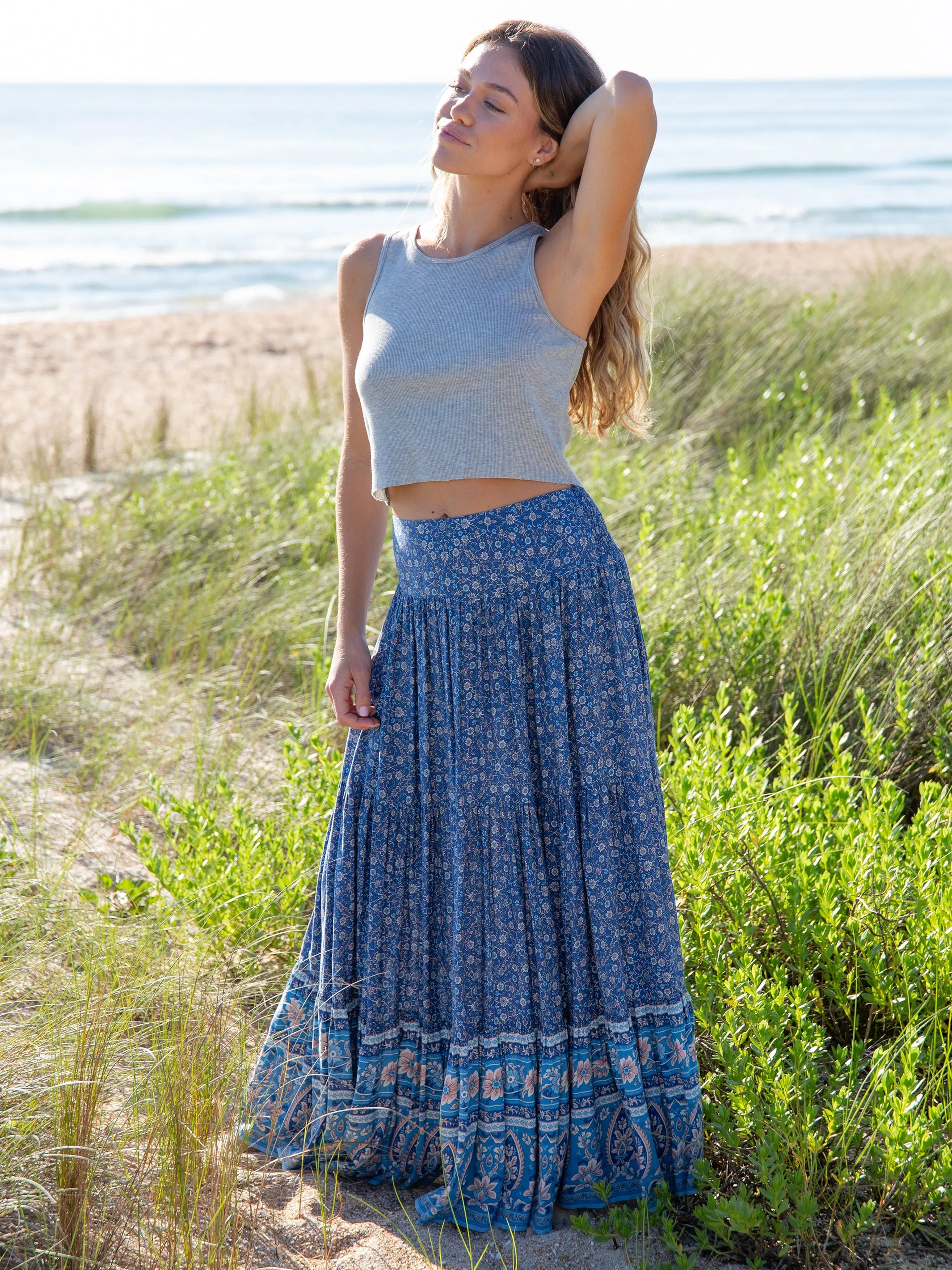 Hanna Convertible Maxi Skirt - Blue Floral Border sold by NATURAL LIFE product image thumbnail 2