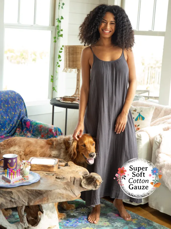 Coco Cotton Cover-Up Midi Dress - Charcoal sold by NATURAL LIFE