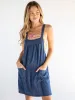 Dakota Tie-Back Mini Dress - Denim Blue sold by NATURAL LIFE