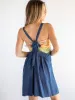 Dakota Tie-Back Mini Dress - Denim Blue sold by NATURAL LIFE