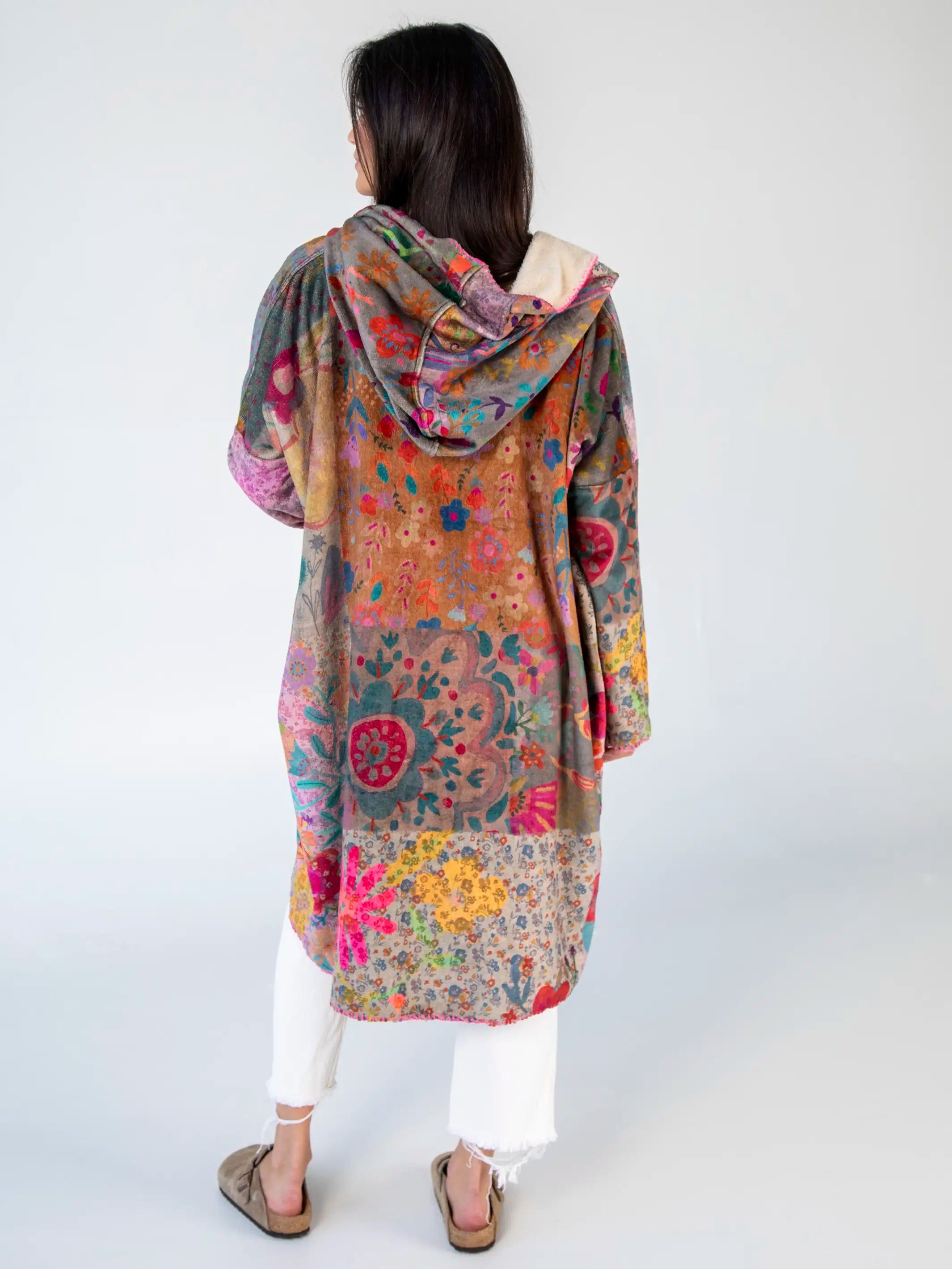 Long Blanket Kimono - Pink Floral Patchwork sold by NATURAL LIFE product image thumbnail 5