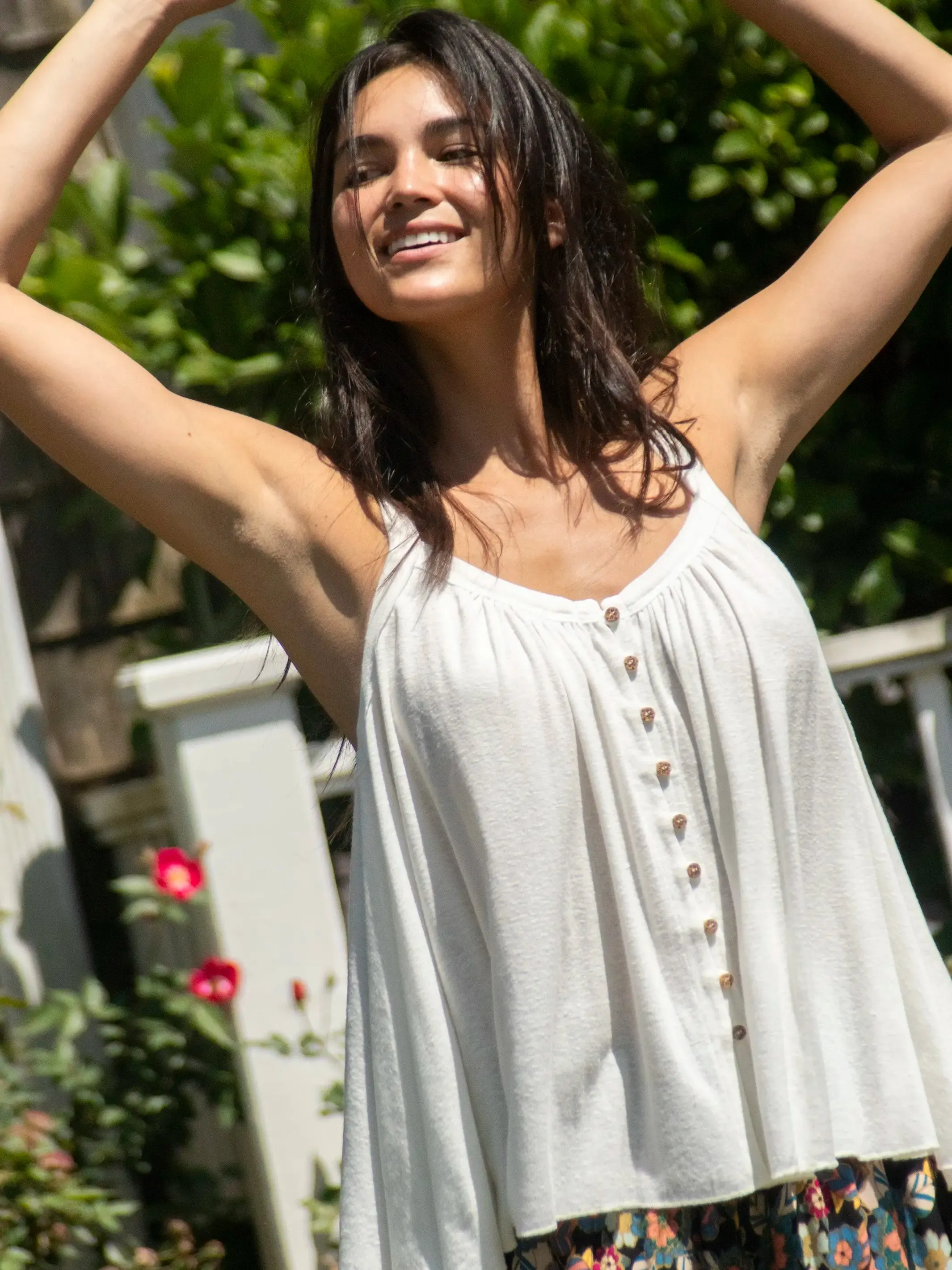 Relaxed Button Down Tank Top - Ivory sold by NATURAL LIFE product image thumbnail 4
