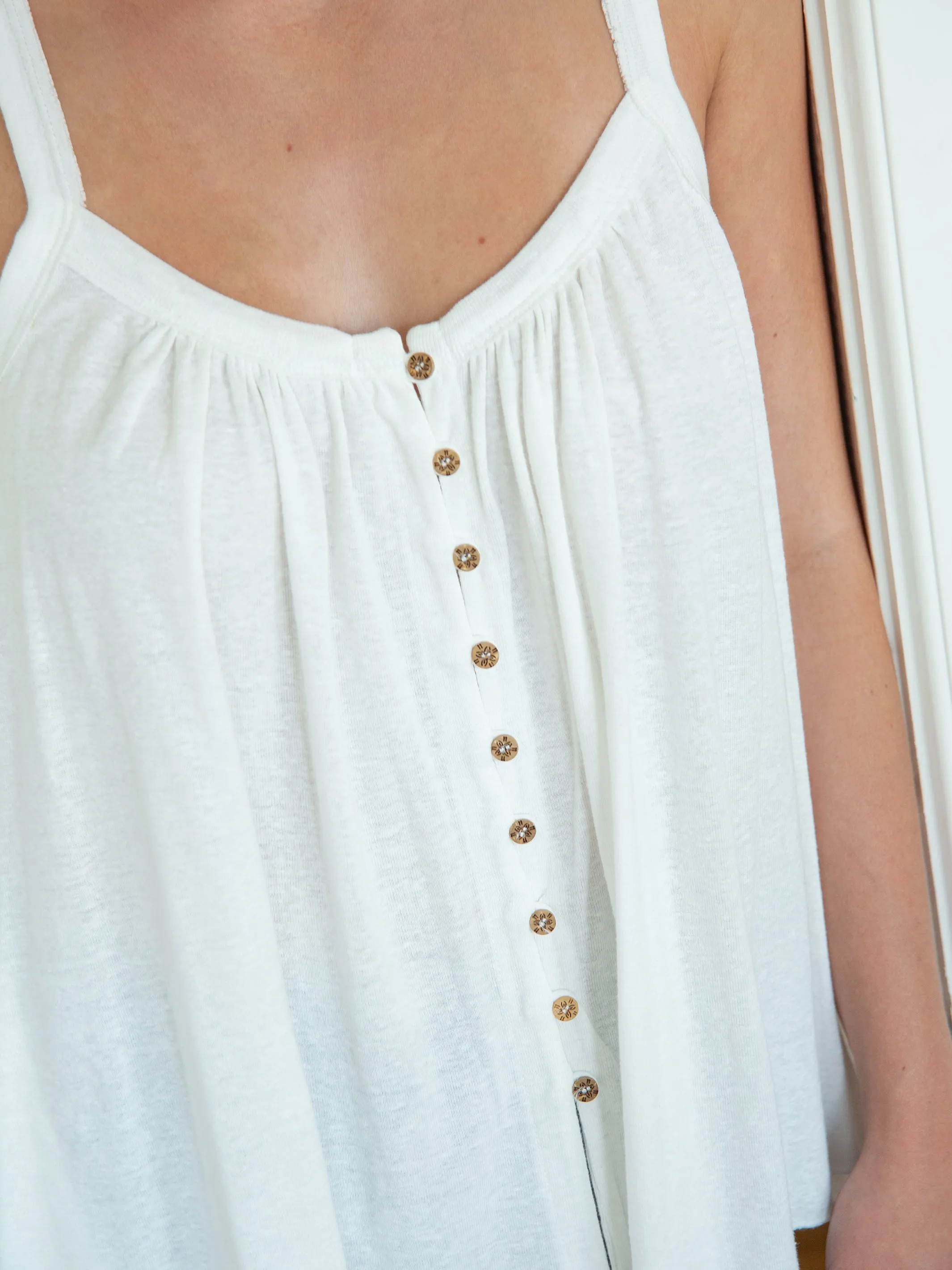 Relaxed Button Down Tank Top - Ivory sold by NATURAL LIFE product image thumbnail 3
