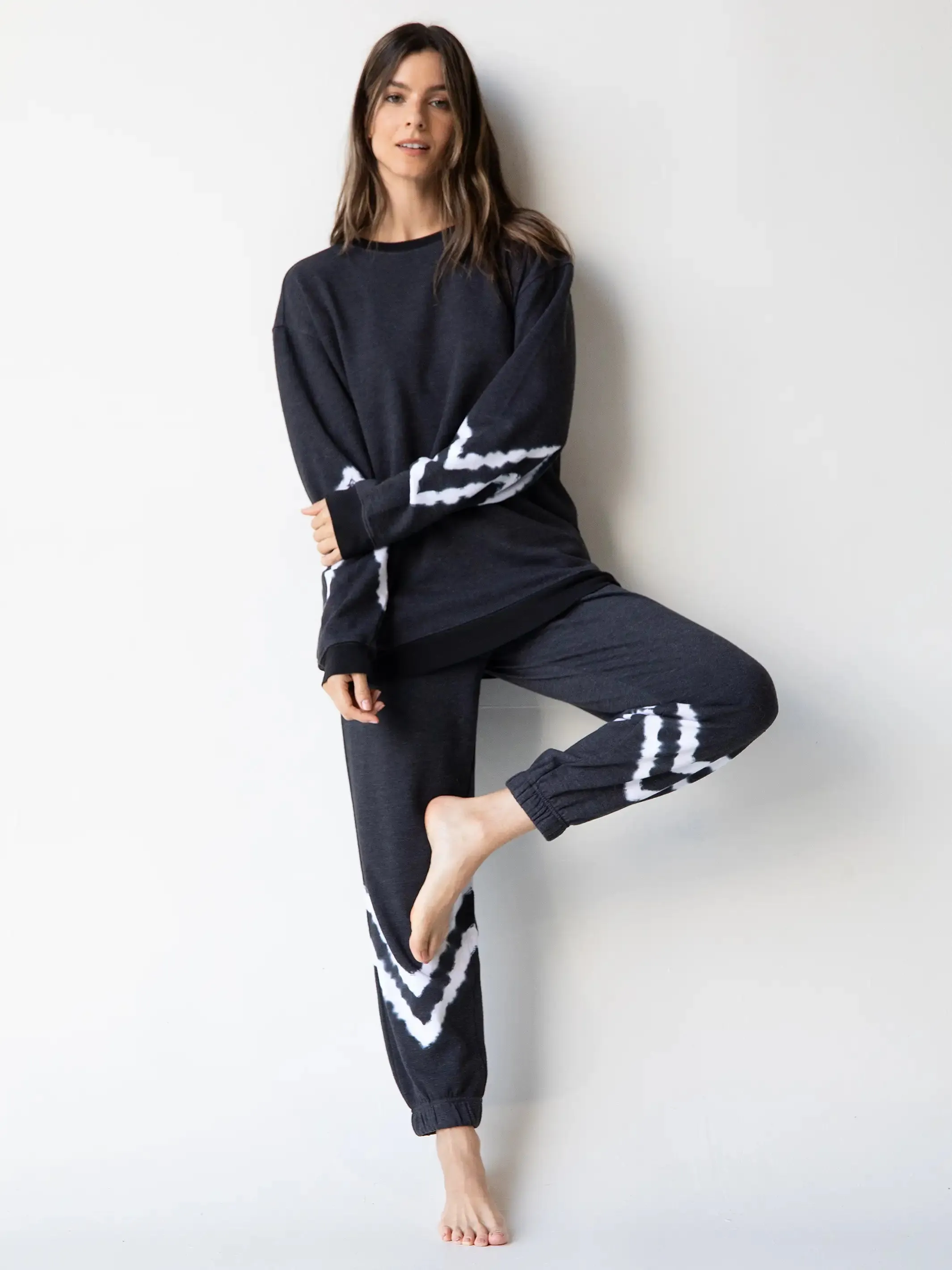 Comfy Crew Neck Sweatshirt - Charcoal Chevron sold by NATURAL LIFE product image thumbnail 3
