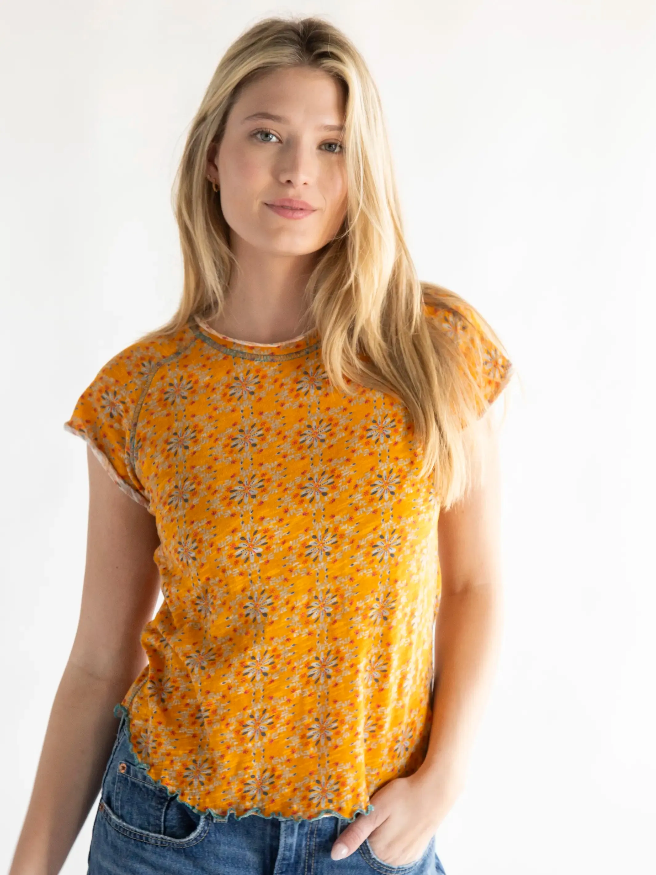 Lily Knit Tee Shirt - Yellow Medallion sold by NATURAL LIFE product image thumbnail 3