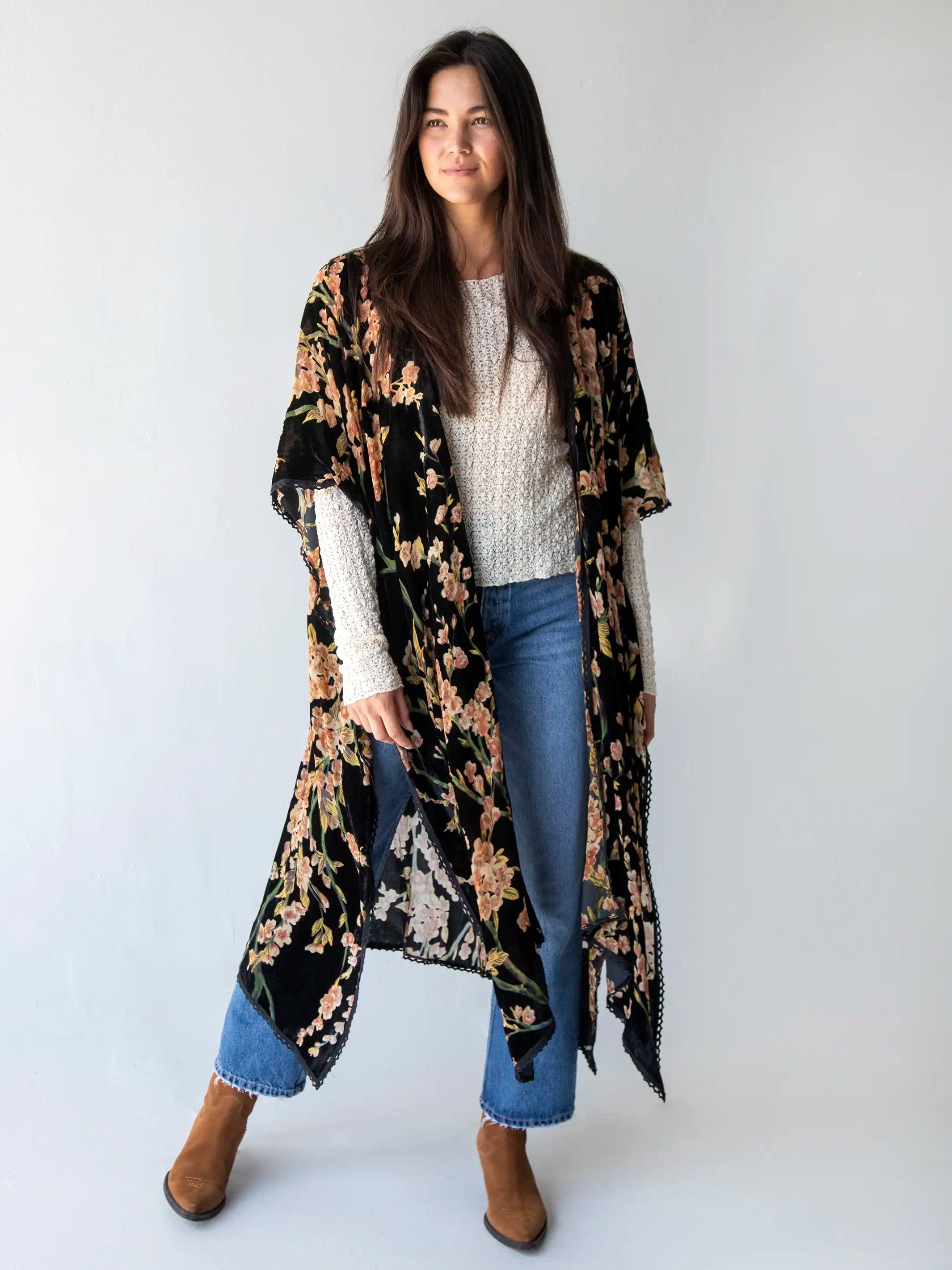 Velvet Burnout Duster - Black sold by NATURAL LIFE product image thumbnail 2