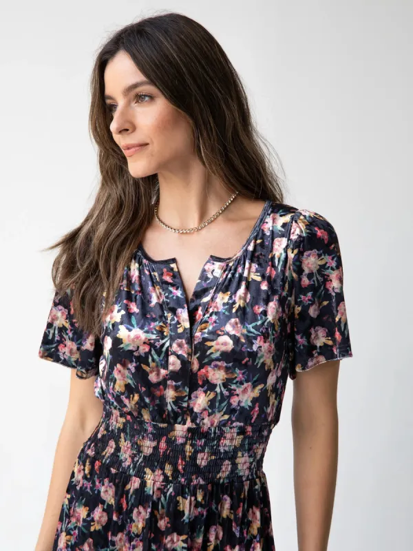 Bella Velvet Maxi Dress - Black Floral sold by NATURAL LIFE