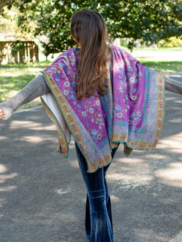 2-in-1 Cozy Poncho Scarf - Magenta sold by NATURAL LIFE