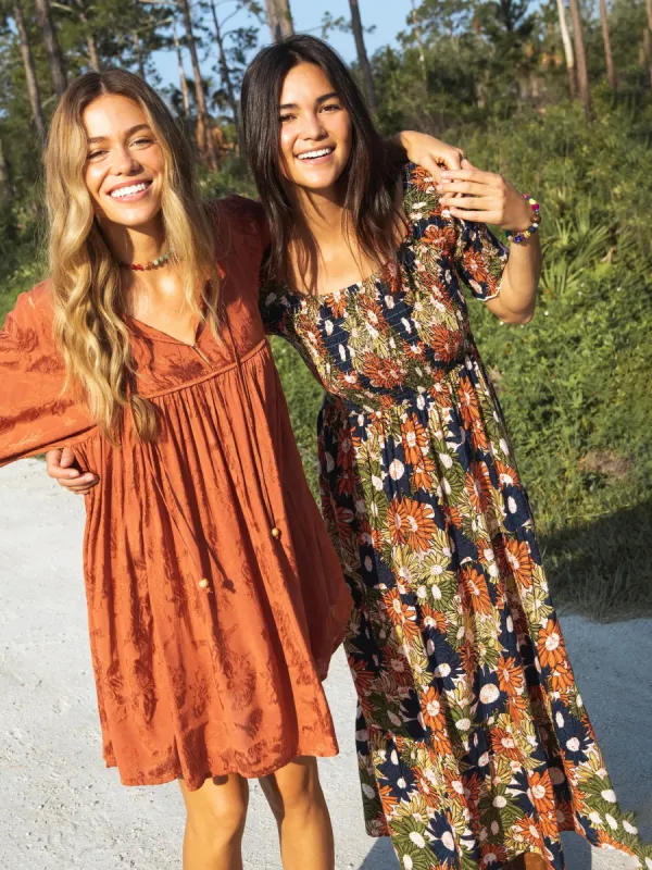 Daisy Tiered Maxi Dress - Navy Yellow Floral sold by NATURAL LIFE