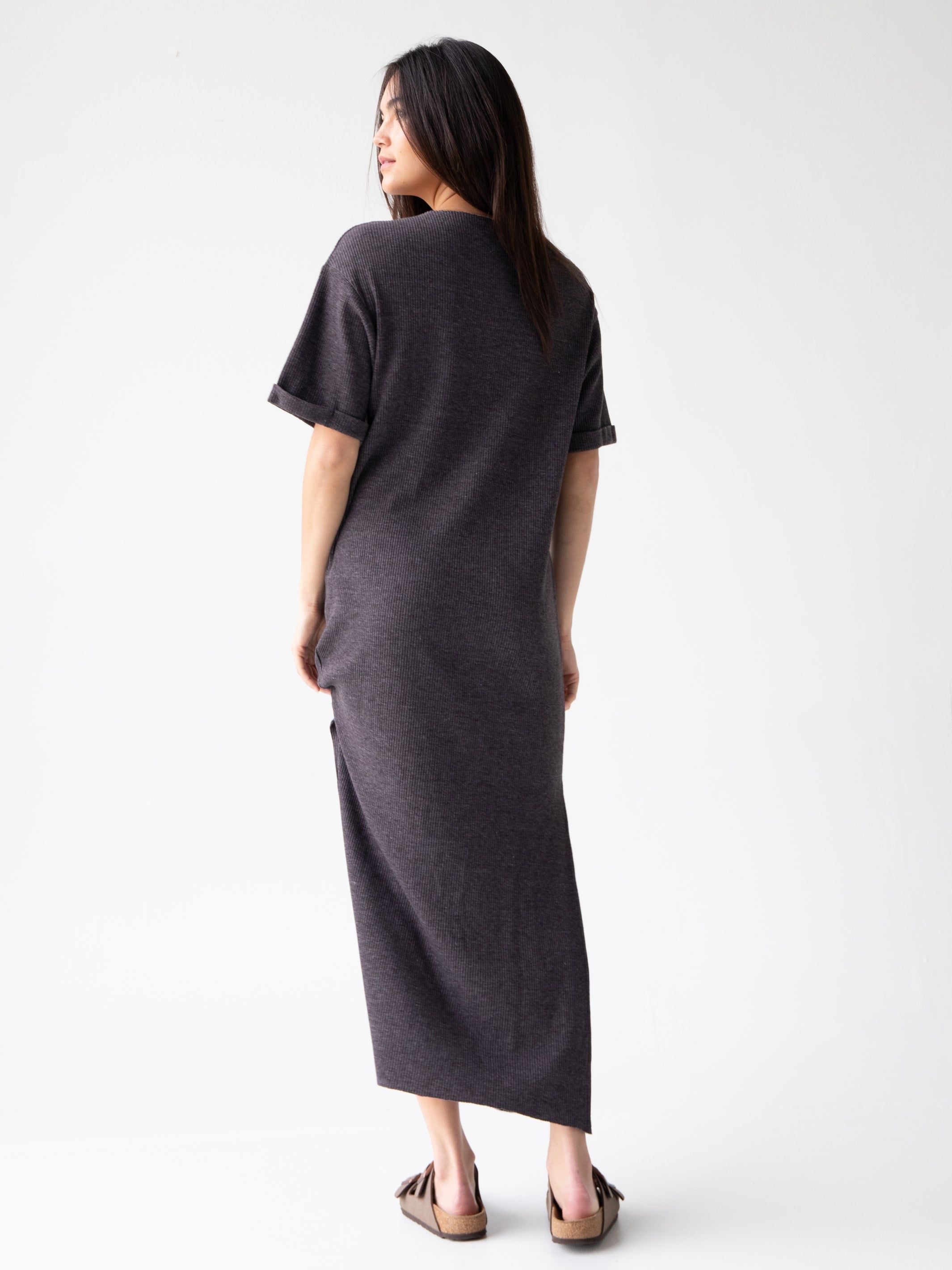 Graphic Tee Maxi Dress - Charcoal Floral Bouquet sold by NATURAL LIFE product image thumbnail 5