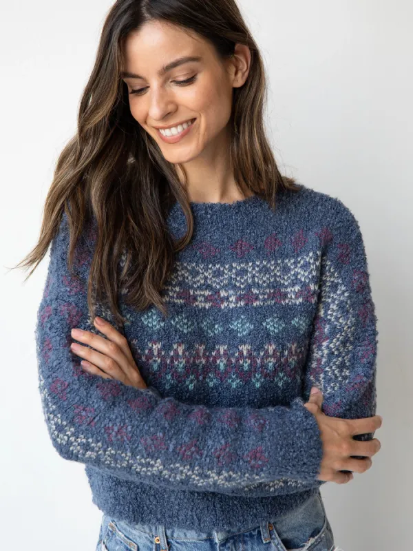 Calla Jacquard Pullover Sweater - Indigo Fairisle sold by NATURAL LIFE