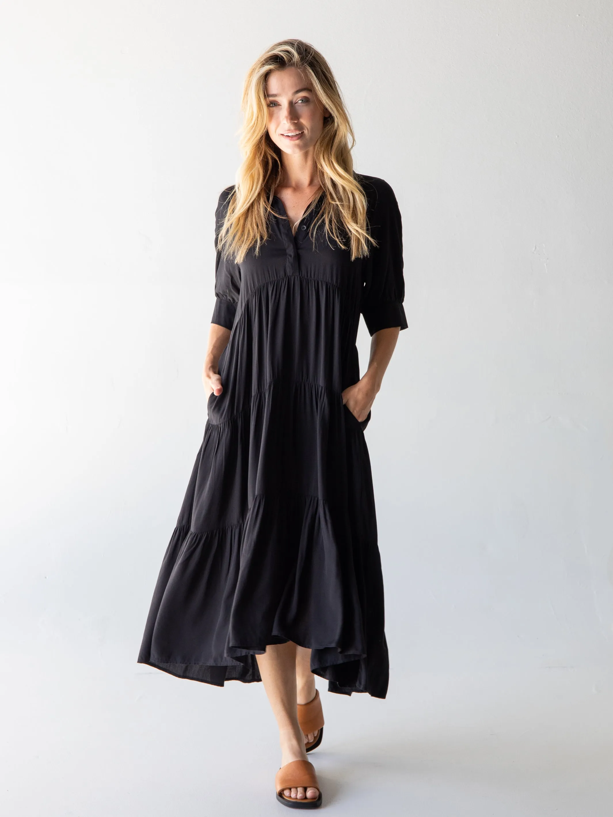 Rebecca Midi Dress - Black sold by NATURAL LIFE