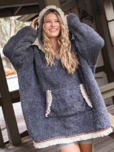Oversized Blanket Hoodie - Charcoal sold by NATURAL LIFE