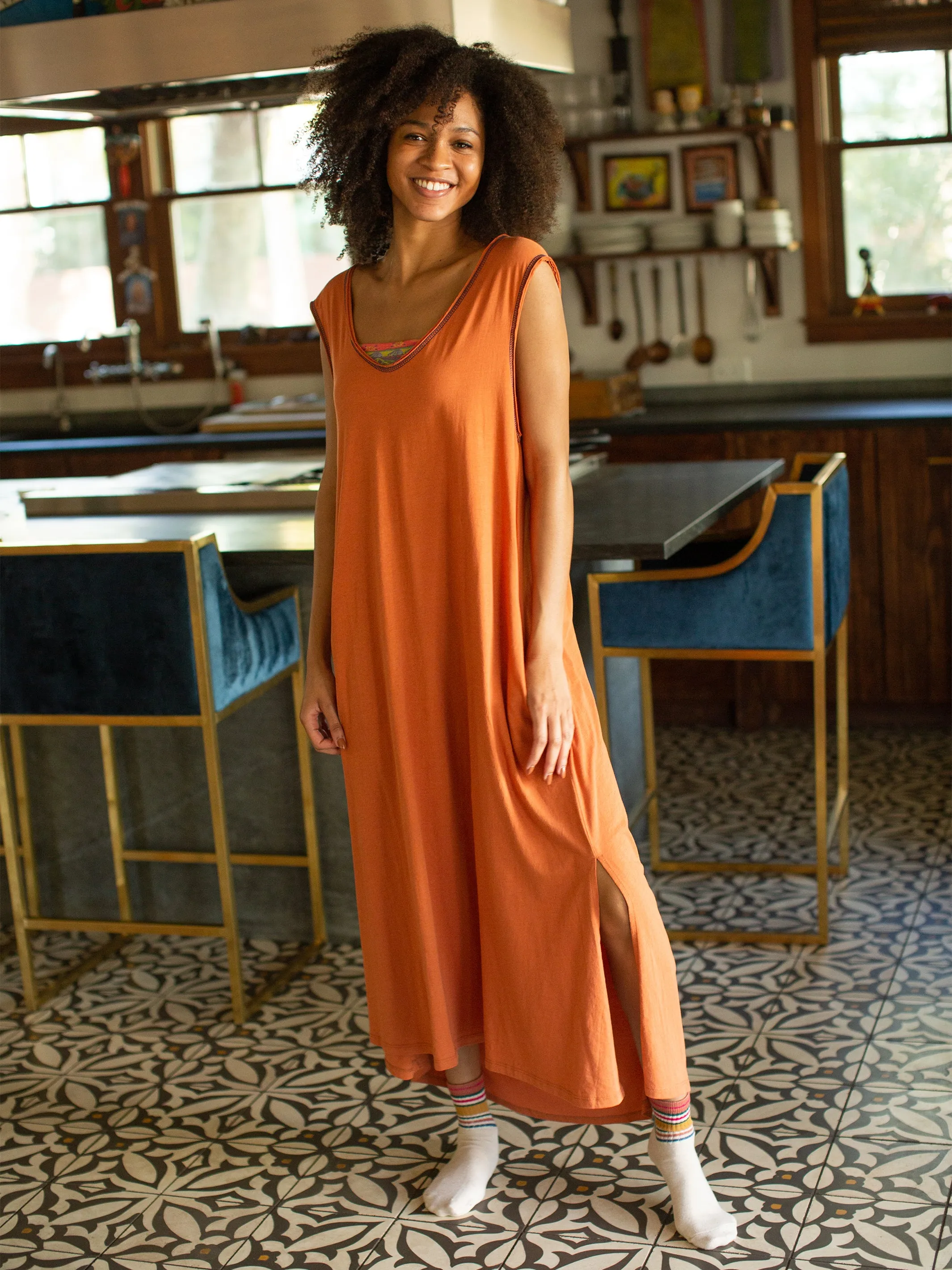 Hangout Cotton Midi Dress - Burnt Orange sold by NATURAL LIFE product image thumbnail 2