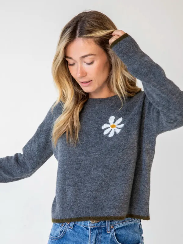 Intarsia Icon Sweater - Charcoal Daisy sold by NATURAL LIFE