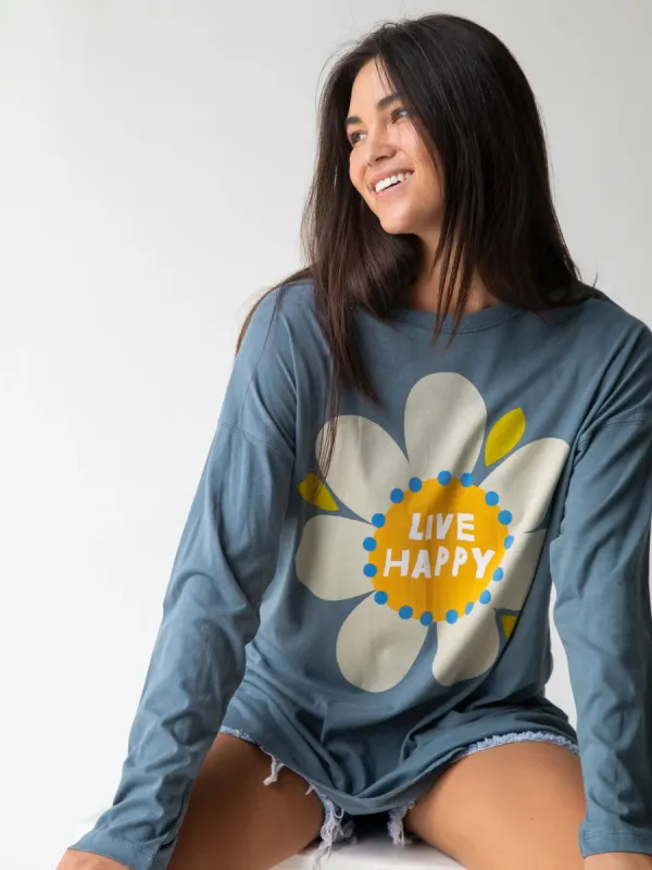 Lennox Long Sleeve Tee - Live Happy sold by NATURAL LIFE