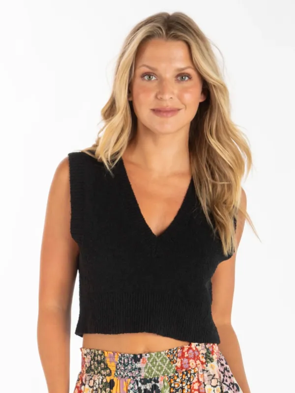 Ava V-Neck Sweater Vest - Black sold by NATURAL LIFE
