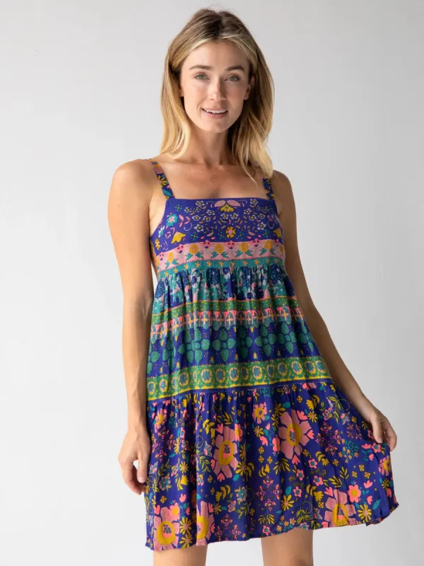 Patricia Mini Dress - Navy Grey Border sold by NATURAL LIFE